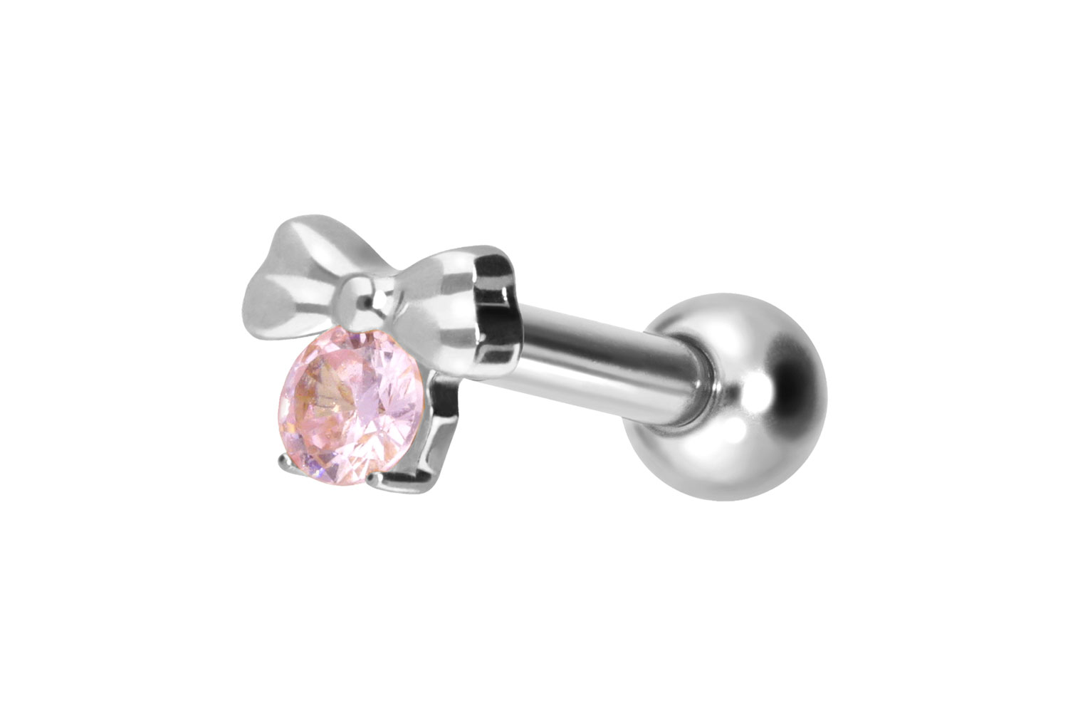 Titan Ohrpiercing mit Innengewinde SCHLEIFE + KRISTALL